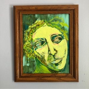 Original oil painting framed impressionist art portrait ooak signed by artist